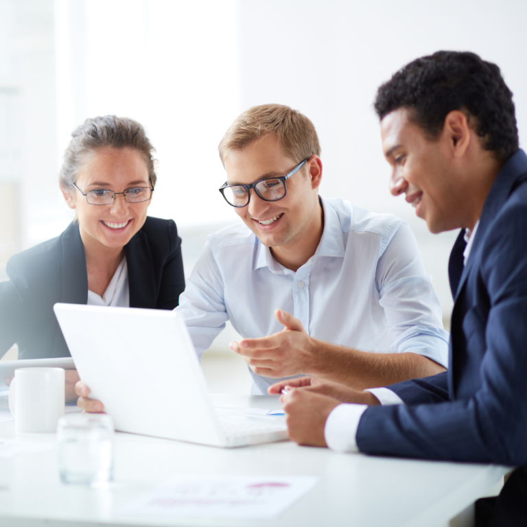 3 people in what appears to be a business meeting. Image referring to the CCF