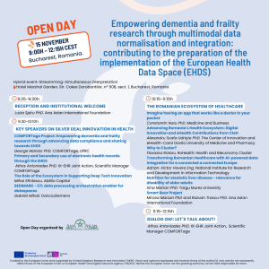 agenda of the 2nd open day: Empowering dementia and frailty research through multimodal data normalisation and integration: contributing to the preparation of the implementation of the European Health Data Space (EHDS)