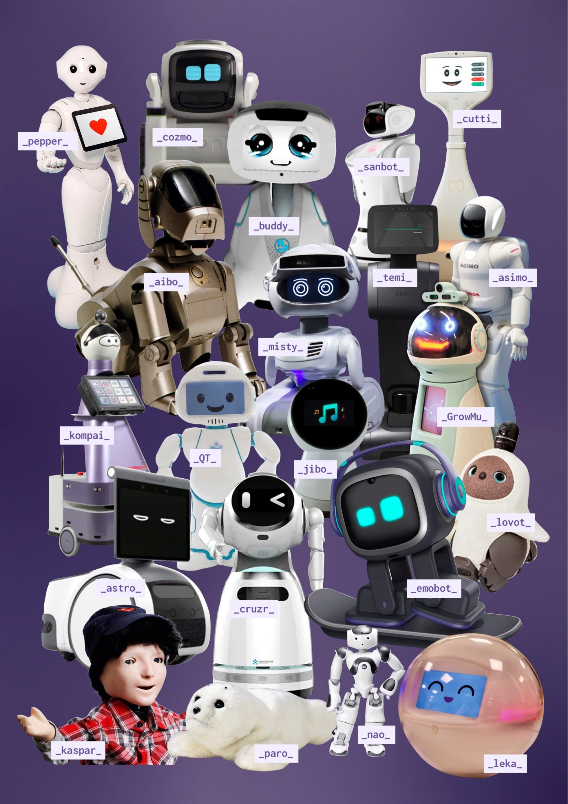 Compilation of images of social robots